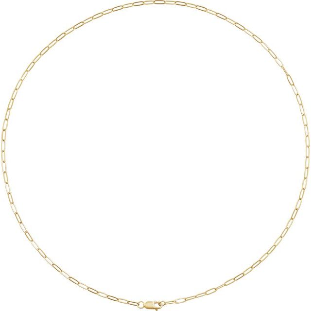 14K Yellow Gold 2.1 mm Paperclip-Style 16" Chain – Elegant Design