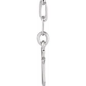 14K White Gold, 18 Inch Cross Link Necklace – Elegant Design
