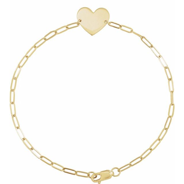 14K Gold Engravable Heart Bracelet