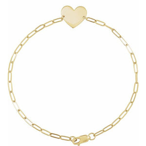 14K Gold Engravable Heart Bracelet