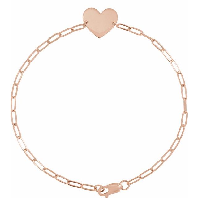 14K Gold Engravable Heart Bracelet