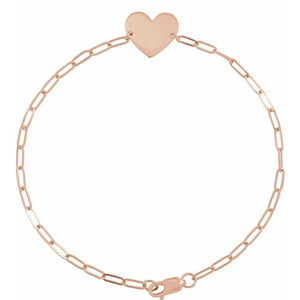 14K Gold Engravable Heart Bracelet