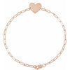 14K Rose Gold, 7x5 mm Engravable Heart Bracelet - Personalized Charm