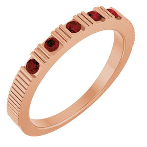 14K Gold Natural Mozambique Garnet Stackable Birthstone Ring
