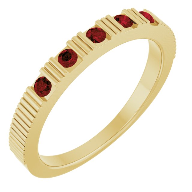 14K Gold Natural Mozambique Garnet Stackable Birthstone Ring