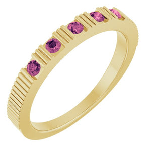 14K Gold Natural Mozambique Garnet Stackable Birthstone Ring