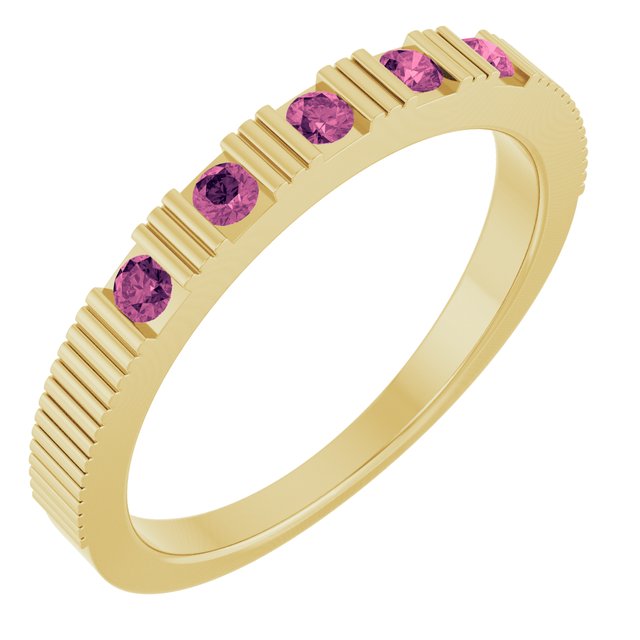 Natural Mozambique Garnet Stackable Birthstone Ring Crafted in 14K Gold, Silver & Platinum