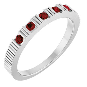 Natural Mozambique Garnet Stackable Birthstone Ring Crafted in 14K Gold, Silver & Platinum