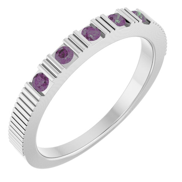 14K Gold, Silver & Platinum Stackable Birthstone Ring - Options Available