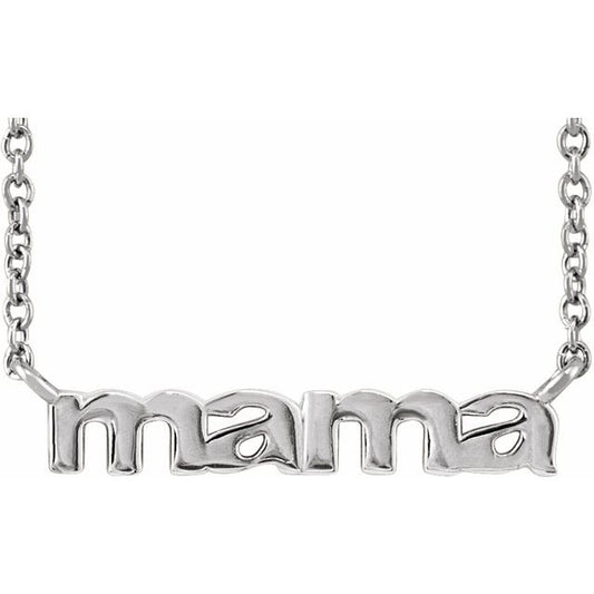 Petite Mama Necklace in 14K Gold & Platinum