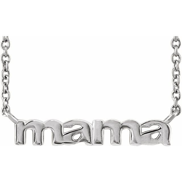 Heart Petite Mama Necklace in 14K Gold & Platinum