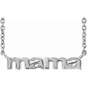 Heart Petite Mama Necklace in 14K Gold & Platinum