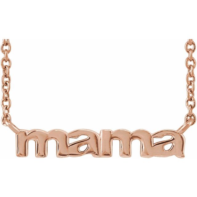 Heart Petite Mama Necklace in 14K Gold & Platinum