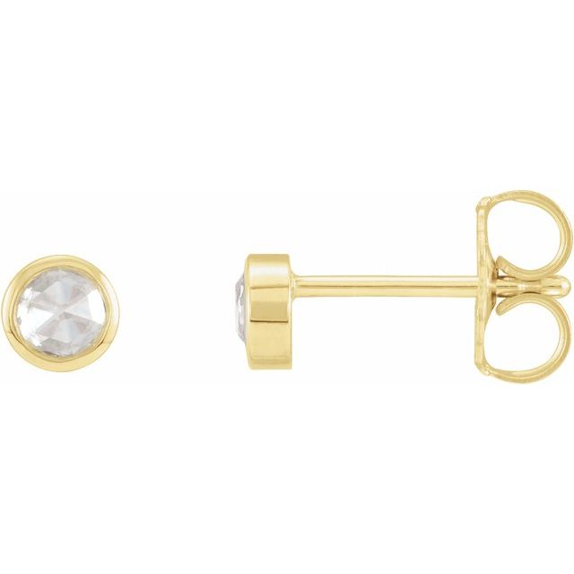 14K Gold Rose-Cut Diamond Solitaire Earrings