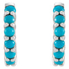 14K White Gold Natural Turquoise 12.2 mm Huggie Hoop Earrings