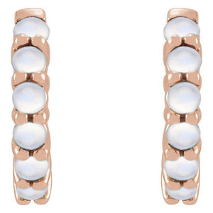 14K White Gold Natural Turquoise 12.2 mm Huggie Hoop Earrings