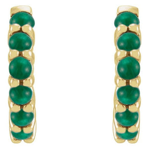 14K White Gold Natural Turquoise 12.2 mm Huggie Hoop Earrings