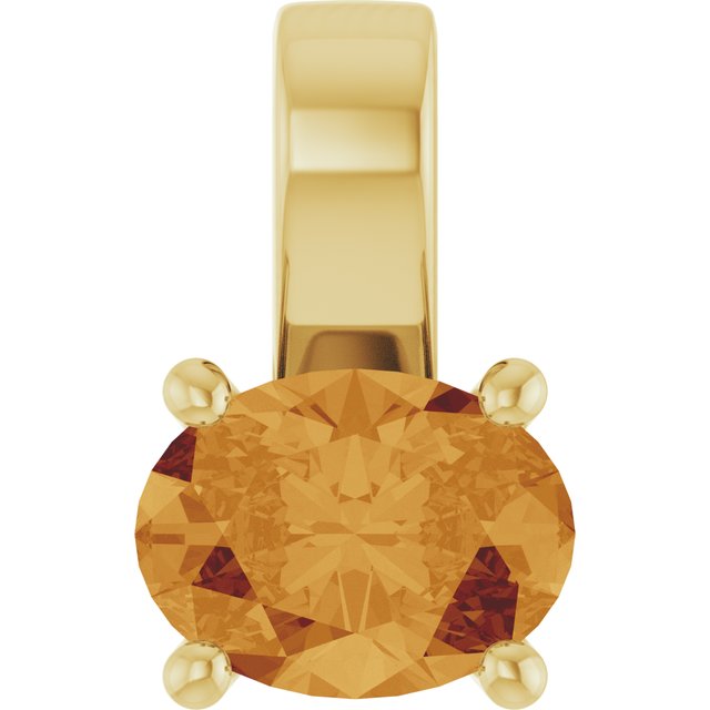 Natural Citrine Oval Pendant in 14K Gold, Silver & Platinum