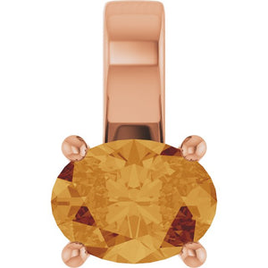 Natural Citrine Oval Pendant in 14K Gold, Silver & Platinum