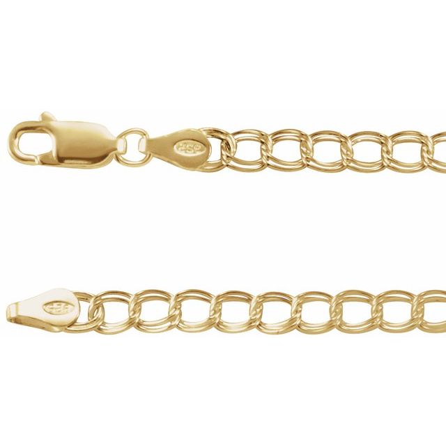 14K Yellow Gold 4 mm Curb Charm Bracelet - Elegant Luxury Design