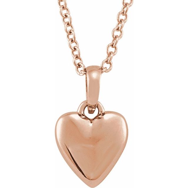 14K Gold Puffed Heart Pendant