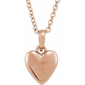 14K Gold Puffed Heart Pendant