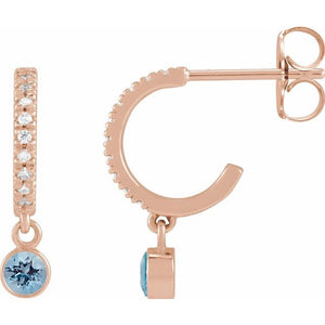 0.08 CTW Natural White Sapphire & Diamond French-Set Hoop Earrings in 14K Gold, Silver & Platinum