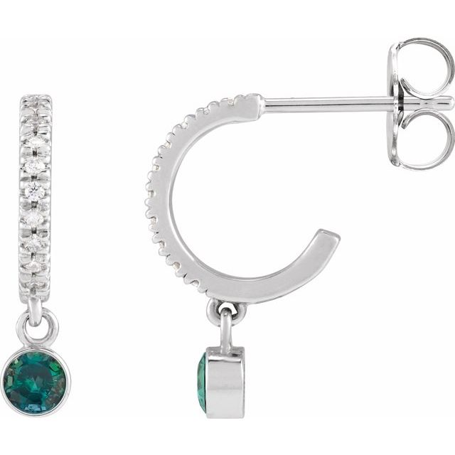 0.08 CTW Lab-Grown Alexandrite & Natural Diamond French-Set Hoop Earrings in 14K Gold, Silver & Platinum