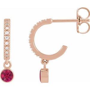 0.08 CTW Natural White Sapphire & Diamond French-Set Hoop Earrings in 14K Gold, Silver & Platinum