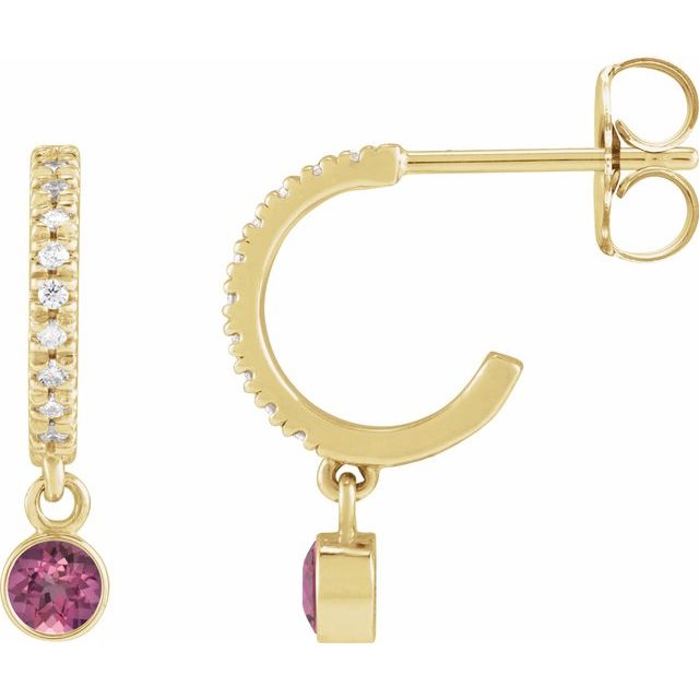 0.08 CTW Natural White Sapphire & Diamond French-Set Hoop Earrings in 14K Gold, Silver & Platinum