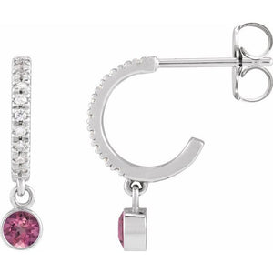 0.08 CTW Natural White Sapphire & Diamond French-Set Hoop Earrings in 14K Gold, Silver & Platinum