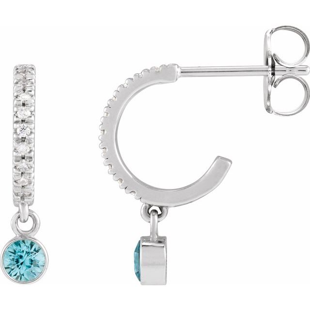 0.08 CTW Natural White Sapphire & Diamond French-Set Hoop Earrings in 14K Gold, Silver & Platinum