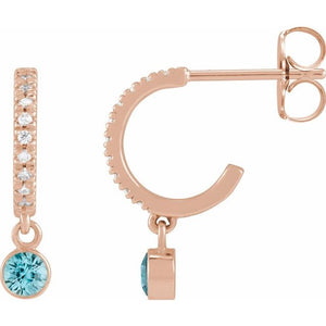 0.08 CTW Natural White Sapphire & Diamond French-Set Hoop Earrings in 14K Gold, Silver & Platinum