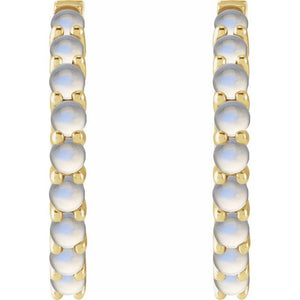 14K White Gold Natural Turquoise 12.2 mm Huggie Hoop Earrings
