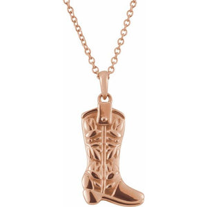 Cowboy Boot Necklace in 14K Gold, Sterling Silver and Platinum