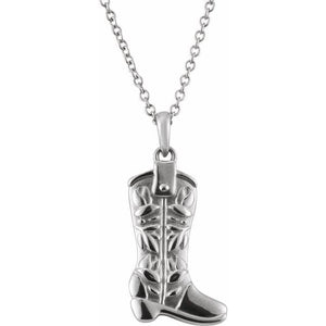 Cowboy Boot Necklace in 14K Gold, Sterling Silver and Platinum