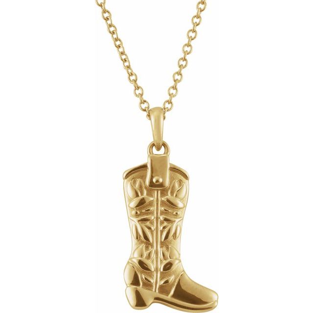 Cowboy Boot Necklace in 14K Gold, Sterling Silver and Platinum