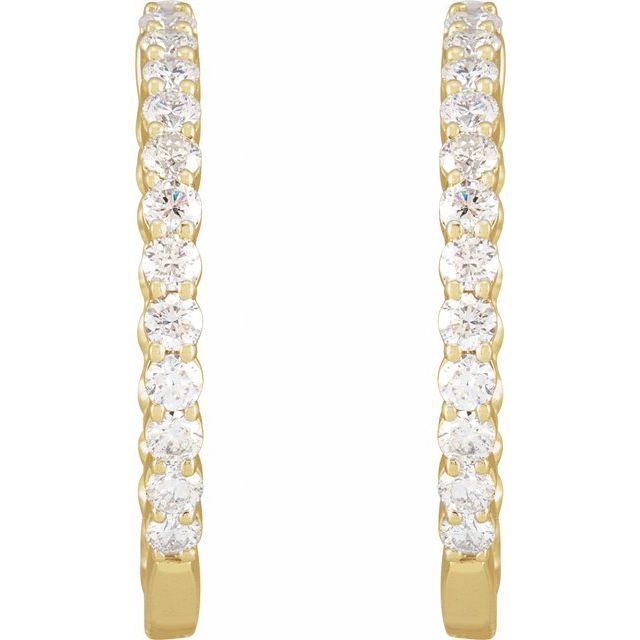 14K Gold 1/2 CTW Natural Diamond 19.3 mm Hinged Hoop Earring