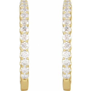 14K Gold 1/2 CTW Natural Diamond 19.3 mm Hinged Hoop Earring