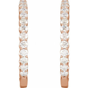 14K Gold 1/2 CTW Natural Diamond 19.3 mm Hinged Hoop Earring
