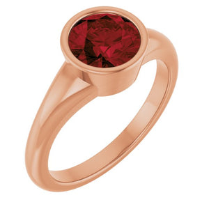 Natural Mozambique Garnet Round Ring Crafted in 14K Gold, Silver & Platinum