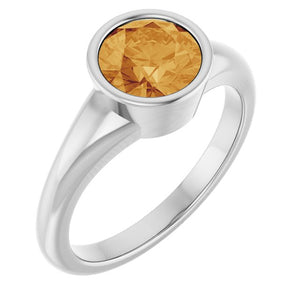 Natural Mozambique Garnet Round Ring Crafted in 14K Gold, Silver & Platinum