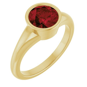 Natural Mozambique Garnet Round Ring Crafted in 14K Gold, Silver & Platinum