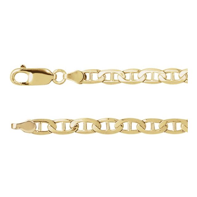 Curbed Anchor Chain Bracelet in 14K Gold Available in 7" - 8"