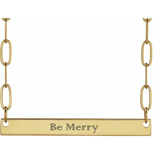 14K Gold Engravable Bar Necklace