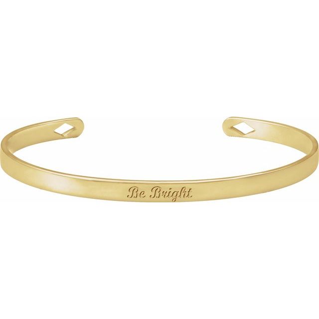 14K Gold, 7" Engravable Diamond Pierced Cuff Bracelet