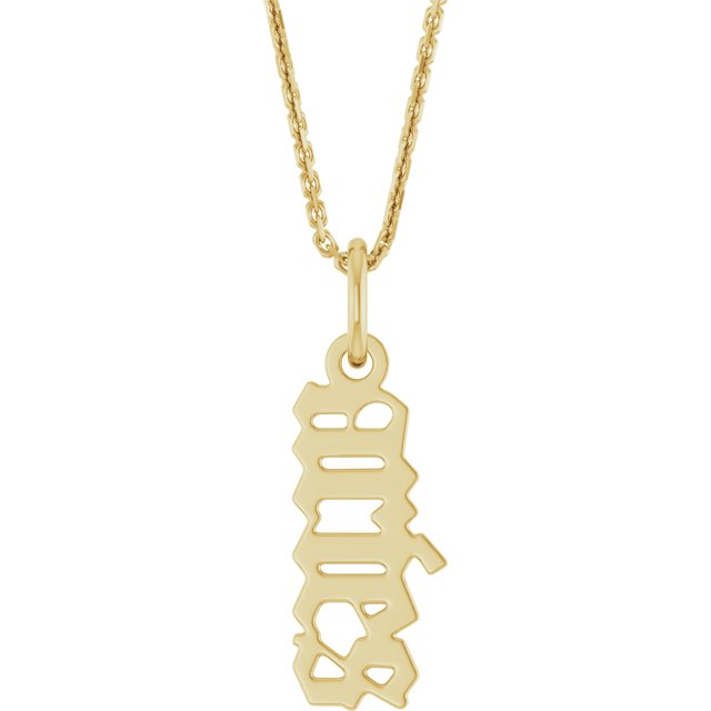 14K Gold Gothic Zodiac Pendant - Options Available