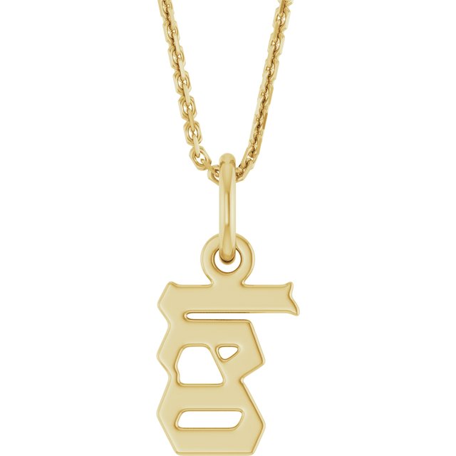 14K Gold Gothic Zodiac Pendant - Options Available