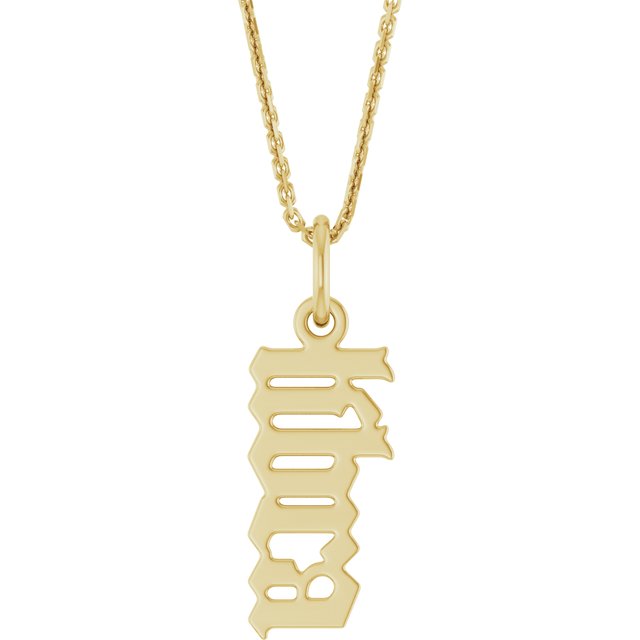 14K Gold Gothic Zodiac Pendant - Options Available