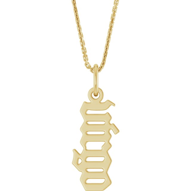 14K Gold Gothic Zodiac Pendant - Options Available